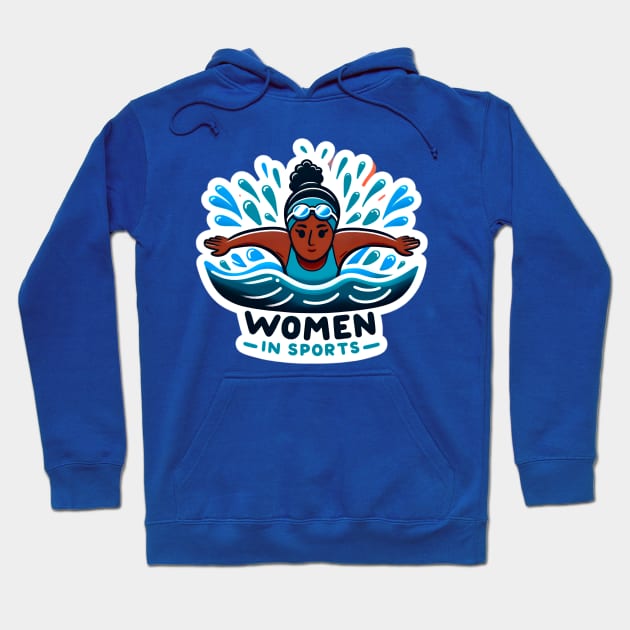 Women in Sports: Female Swimmer Butterfly Hoodie by PuckDesign